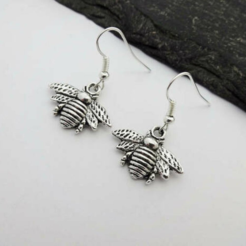 Bee Silver Earrings